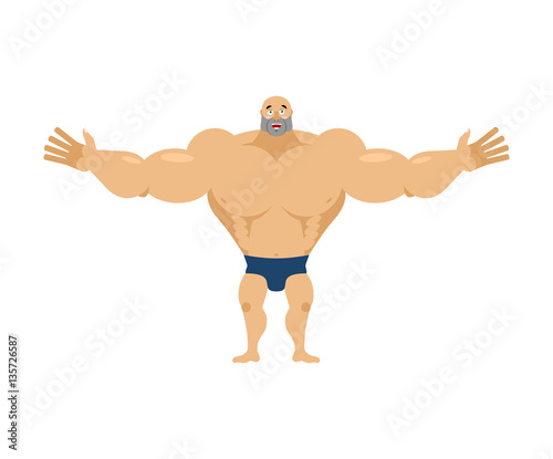 Happy bodybuilder. merry sportsman. Glad Athlete isolated. fitne