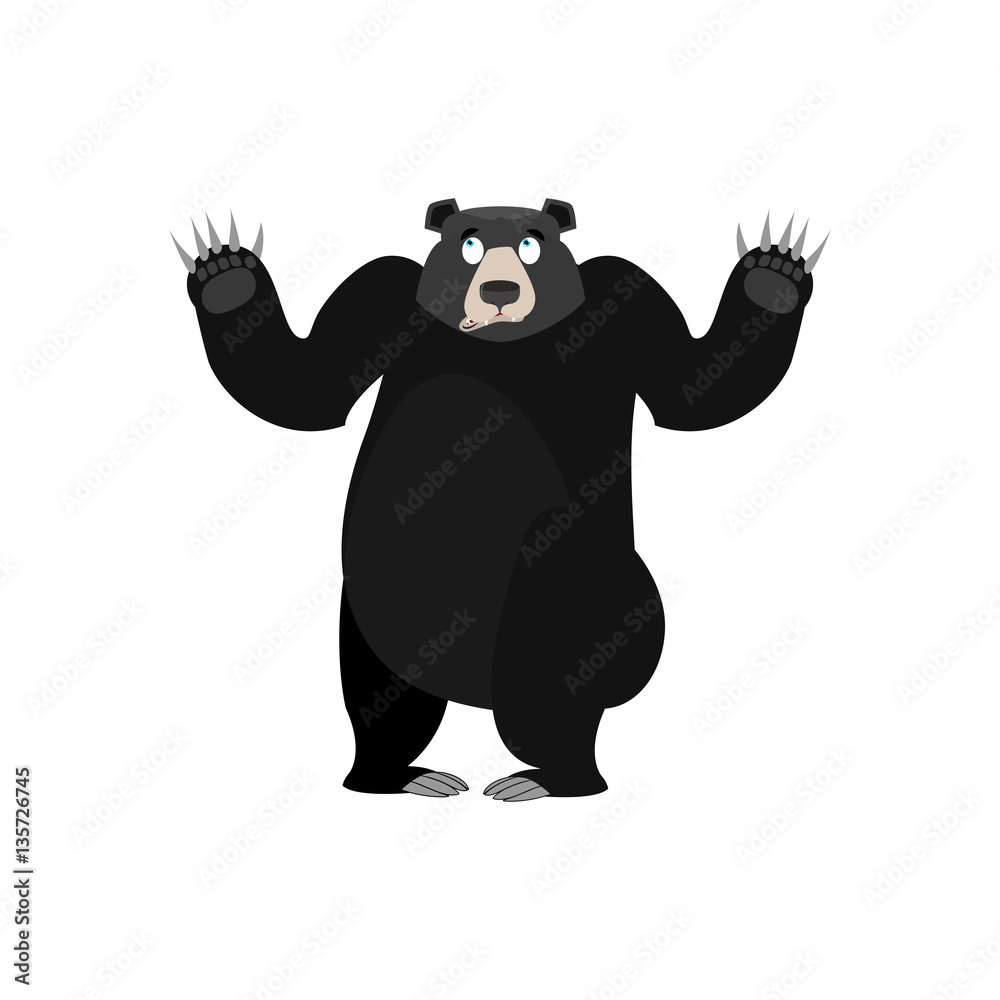 Baribal Surprised Emoji. American Black Bear astonished emotion