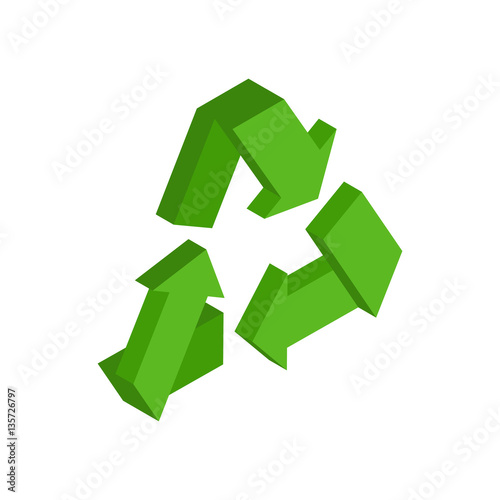 Recycling sign. Green recast symbol. Running emblem isolated