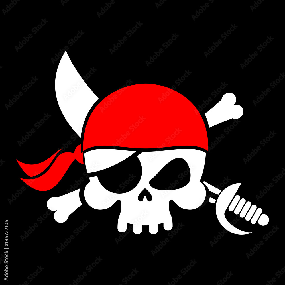 Pirate flag skull. Black Banner filibuster. Head skeleton pirate Pirate flag skull. Black Banner filibuster. Head skeleton pirate