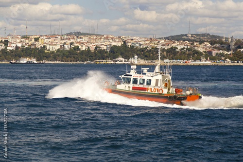 View of Tugboat from Bosphorus, which used in carrying the ship and guarding for bosphorus.
