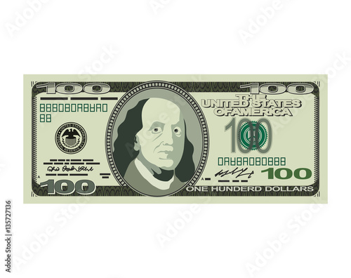 100 dollar isolated. USA money on white background. American cas