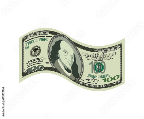 100 dollar isolated. USA money on white background. American cas