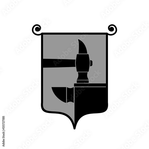 Forge logo. smithy symbol. Hammer and anvil emblem. Vintage sign