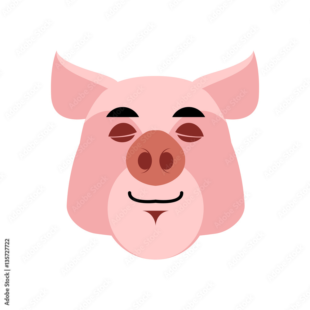 Pig sleeping Emoji. piggy asleepl emotion on white background. F Pig sleeping Emoji. piggy asleepl emotion on white background. F