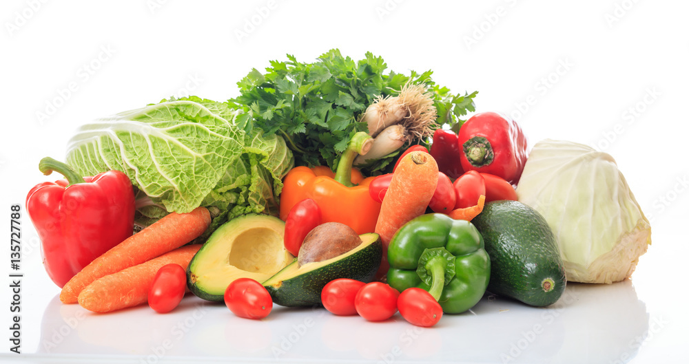 Variety of vegetables on white background Variety of vegetables on white background