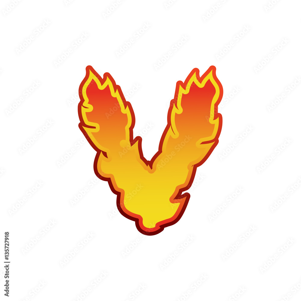 Letter V fire. Flames font lettering. Tattoo alphabet character. Letter V fire. Flames font lettering. Tattoo alphabet character.