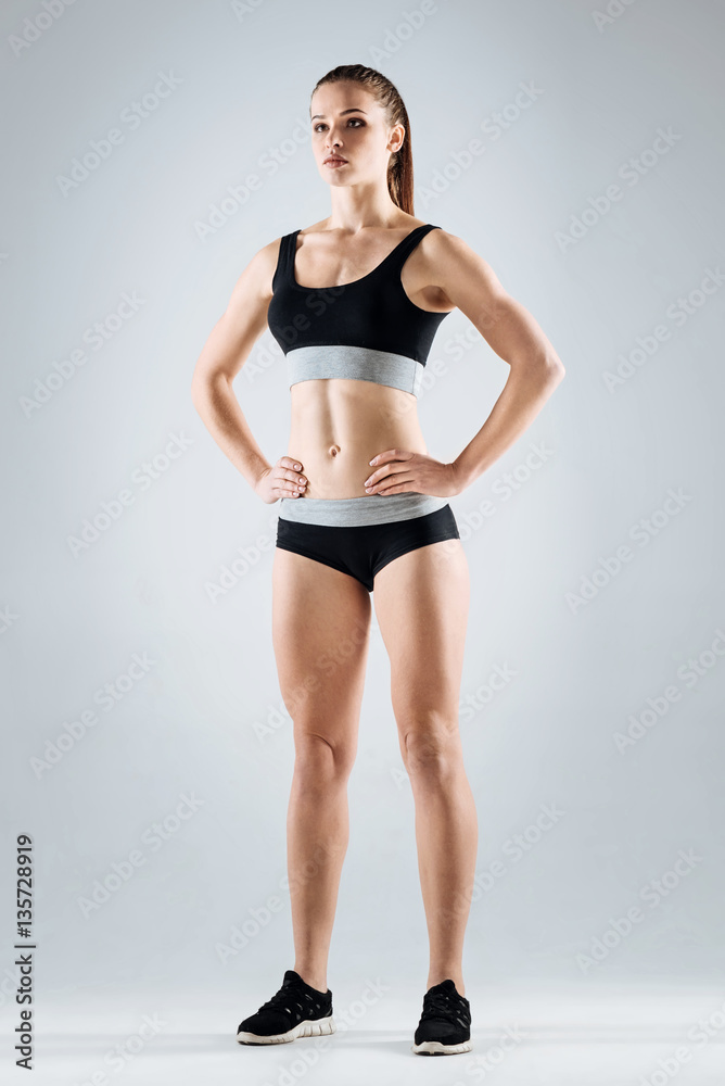Slim woman wearing sportswear