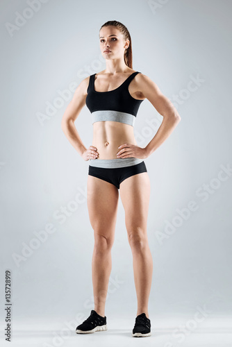 Slim woman wearing sportswear