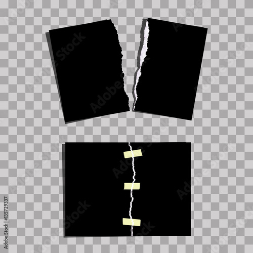 Torn empty black photo