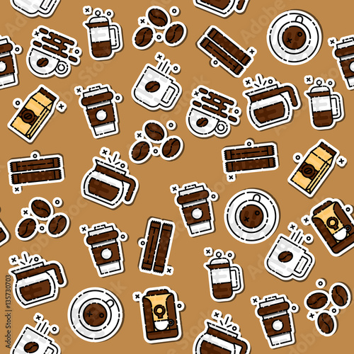 Coffee icons pattern photo