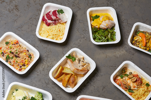 delivery sets of healthy and delicious food in boxes
