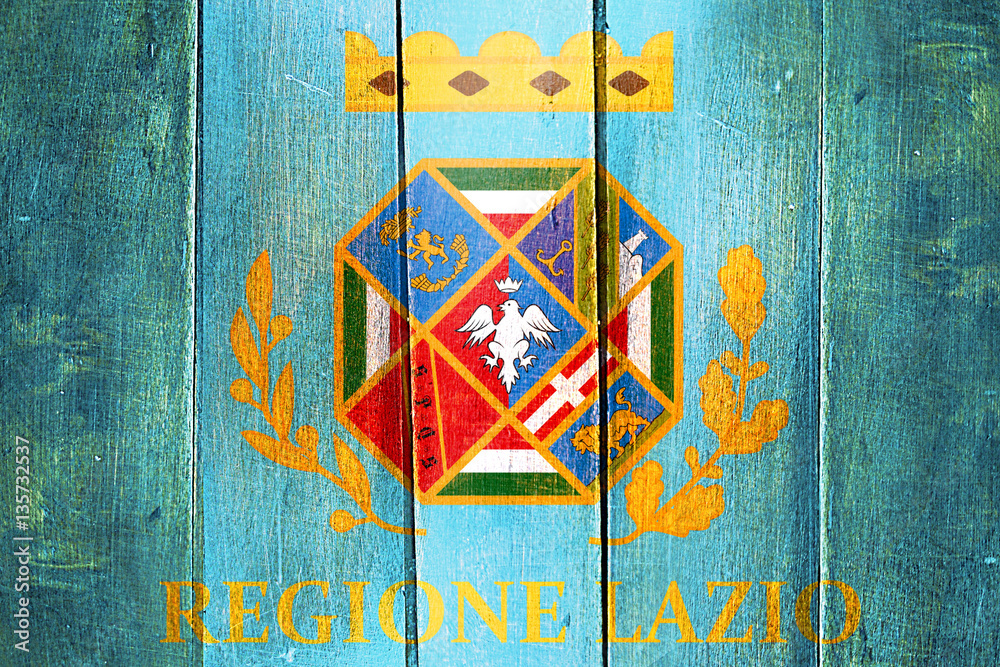 Obraz premium Vintage Lazio flag on grunge wooden panel