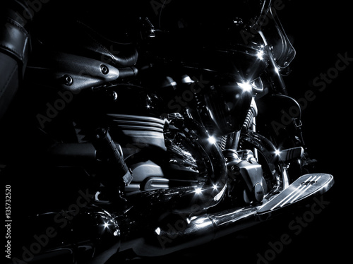 Details of engine close up on black background. © bint87