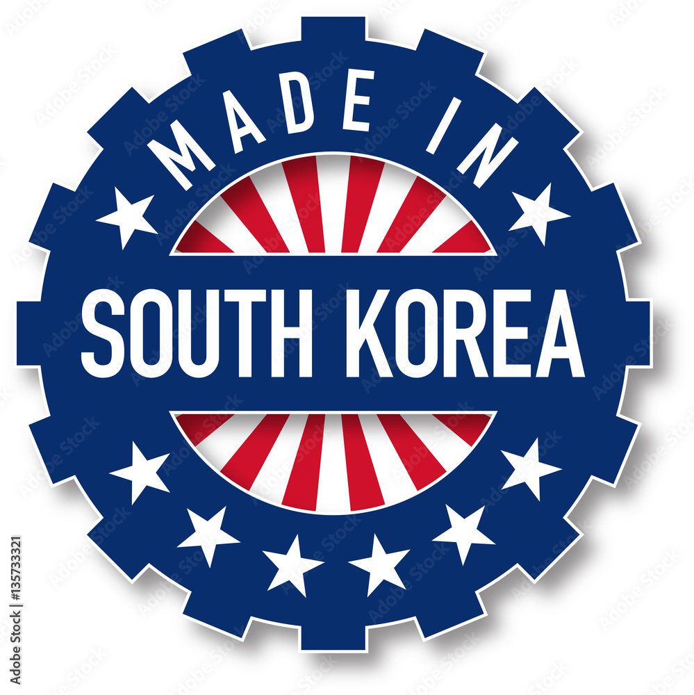 Made in South Korea flag color stamp.