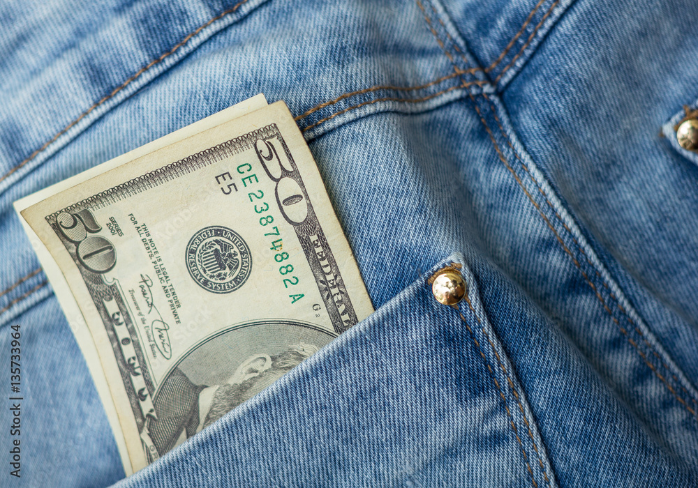 50 Dollars on the jeans pocket (Money) 50 Dollars on the jeans pocket (Money)