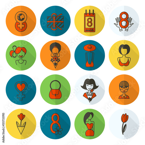Womans Day Icon Set