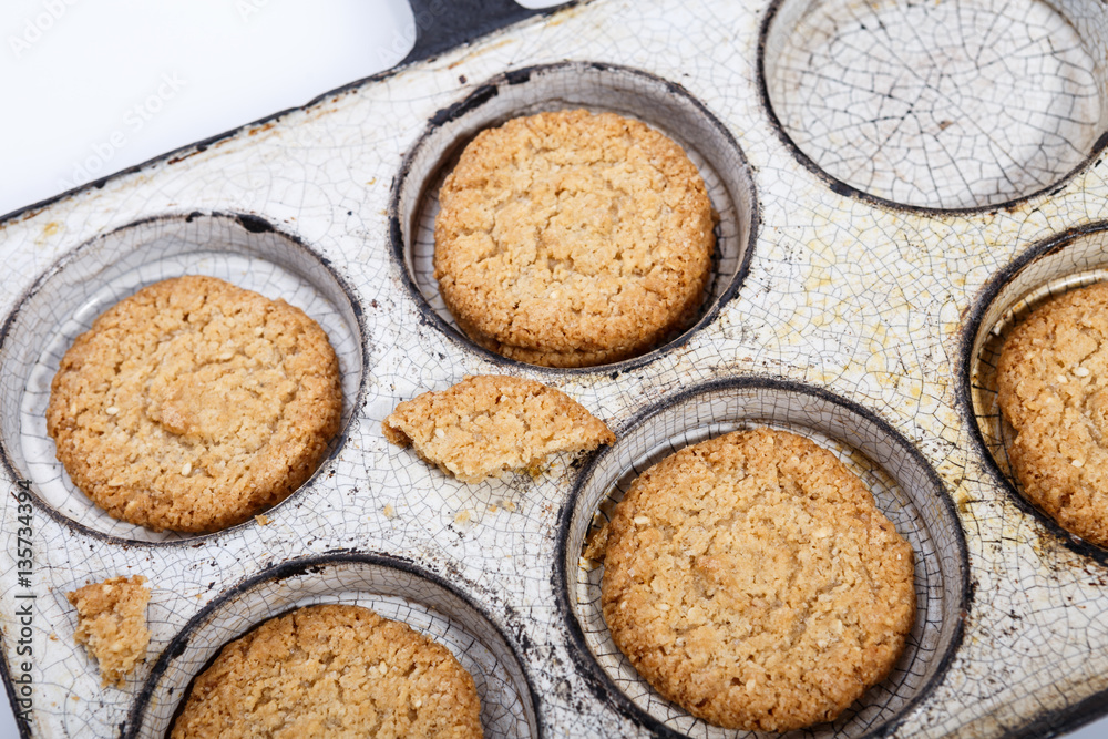 Cookies in a frying pan. Rustic style. Cookies in a frying pan. Rustic style.
