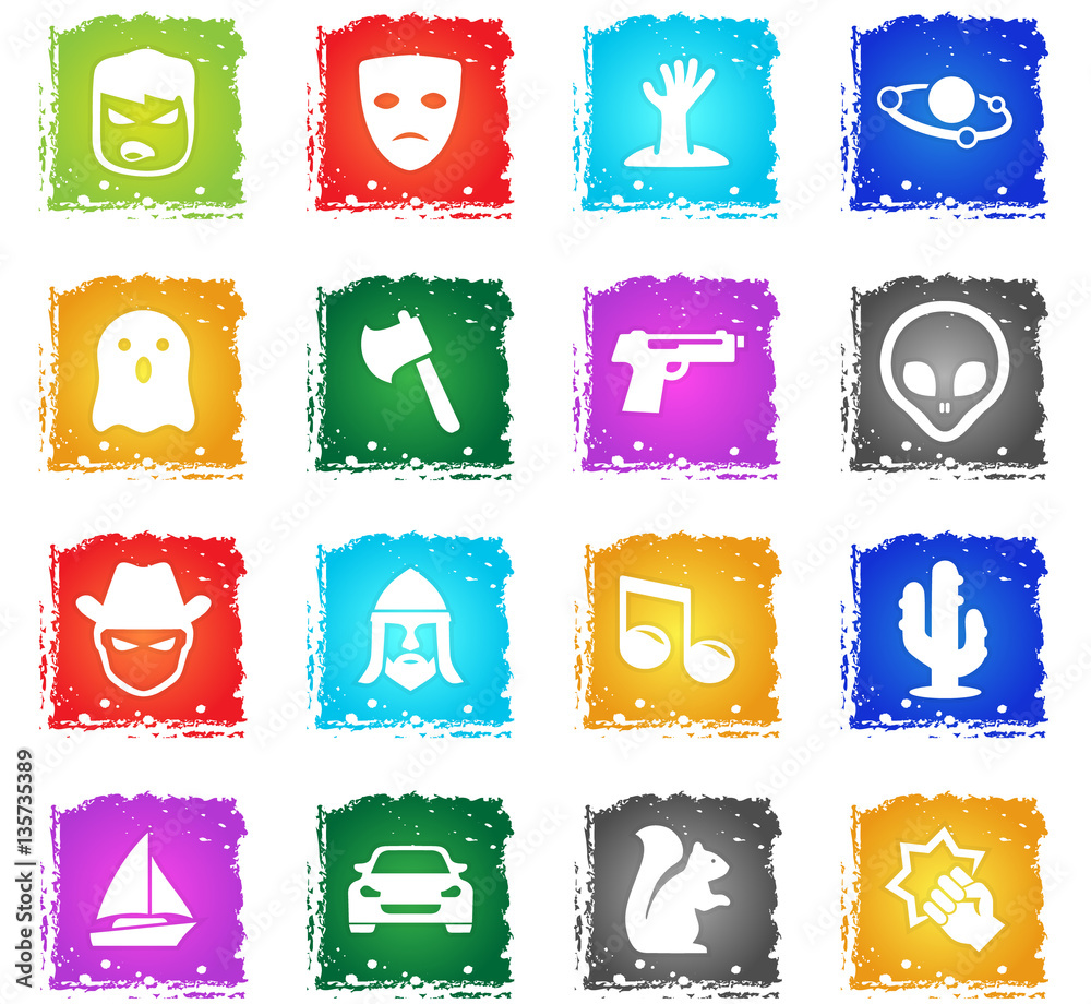 Naklejka premium cinema genres icon set