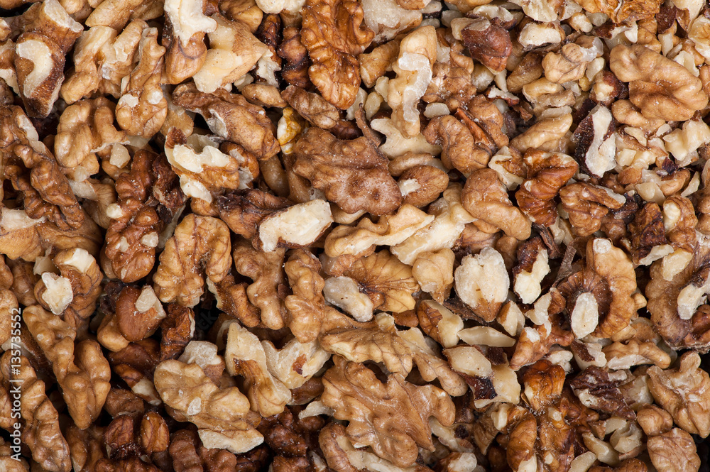 Peeled walnuts pile Peeled walnuts pile