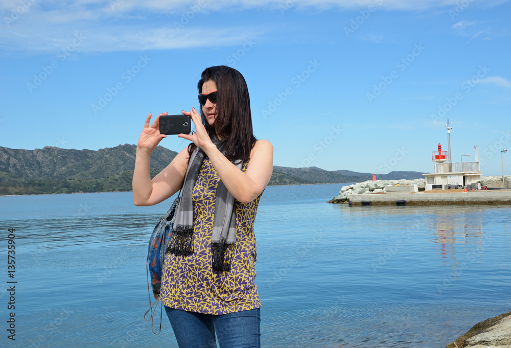Tourist in the Corsican bay Saint-Florent Tourist in the Corsican bay Saint-Florent
