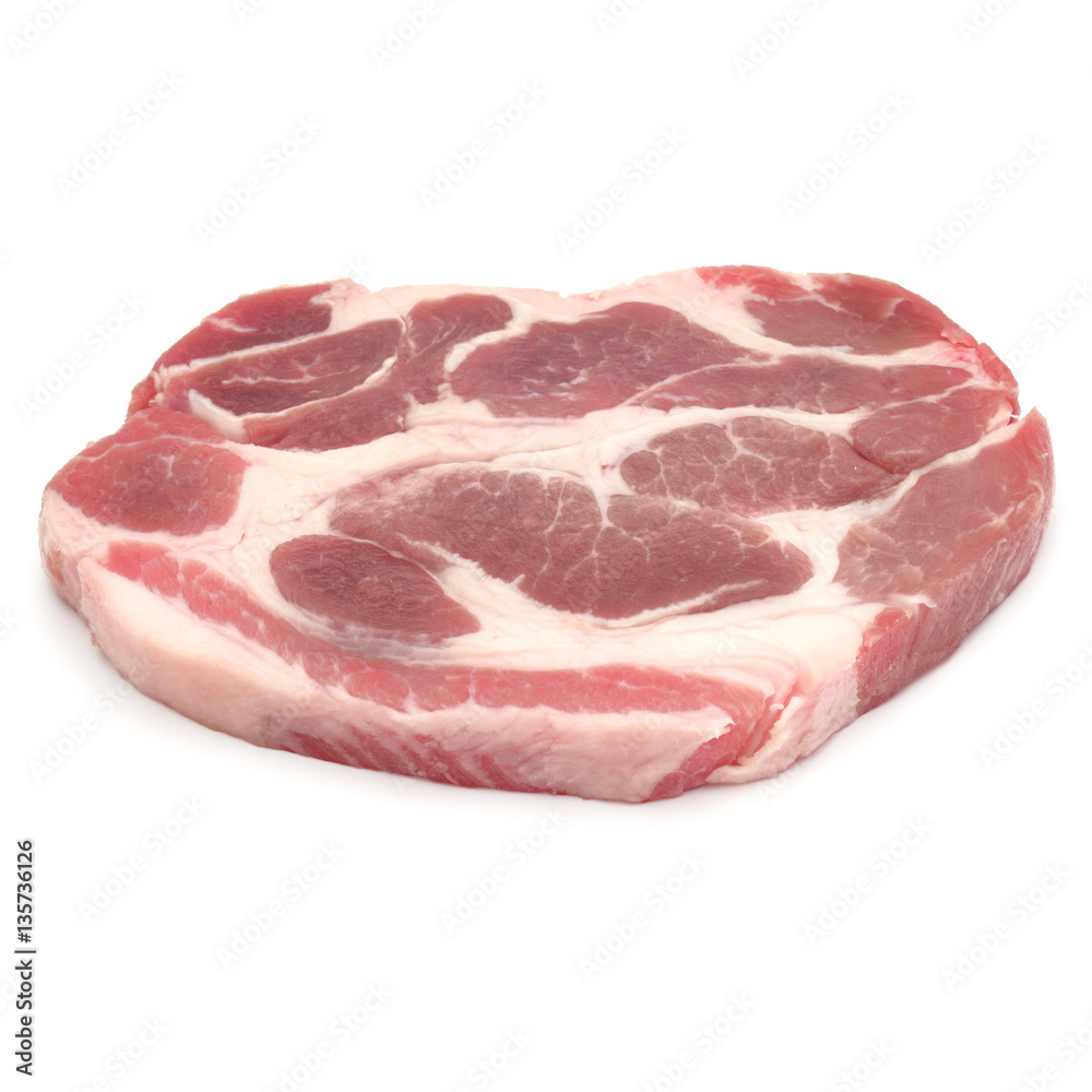 Raw pork chop meat isolated on white background cutout