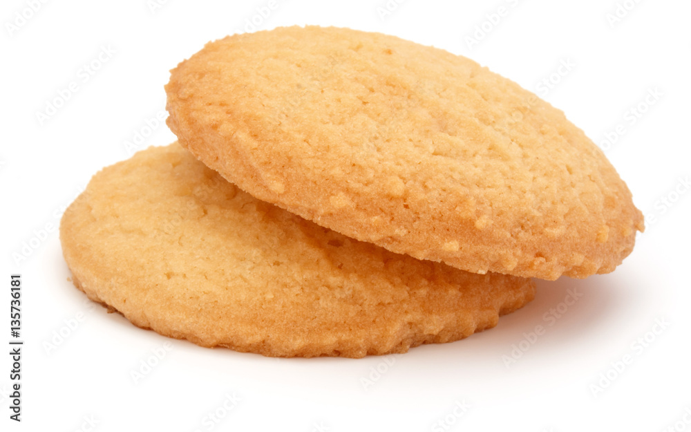 stacked short pastry cookies isolated on white background