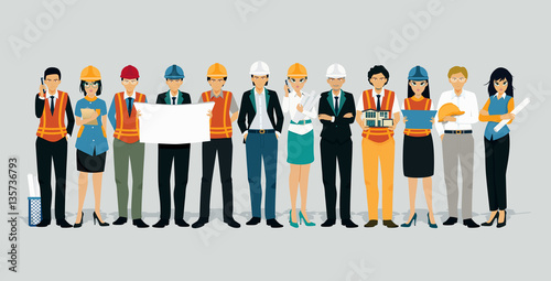 Engineers and architects with a gray background.