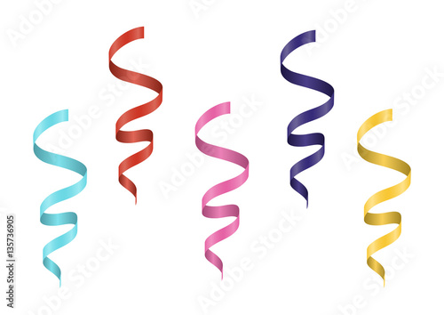 Set of Colorful Ribbons Isolated on White Background. Vector Illustration Design for Birthday, Children Party, Baby Shower, Wedding. 