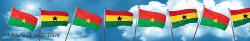 Burkina Faso flag with Ghana flag, 3D rendering