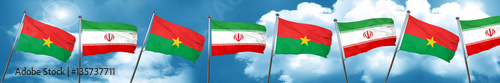 Burkina Faso flag with Iran flag, 3D rendering
