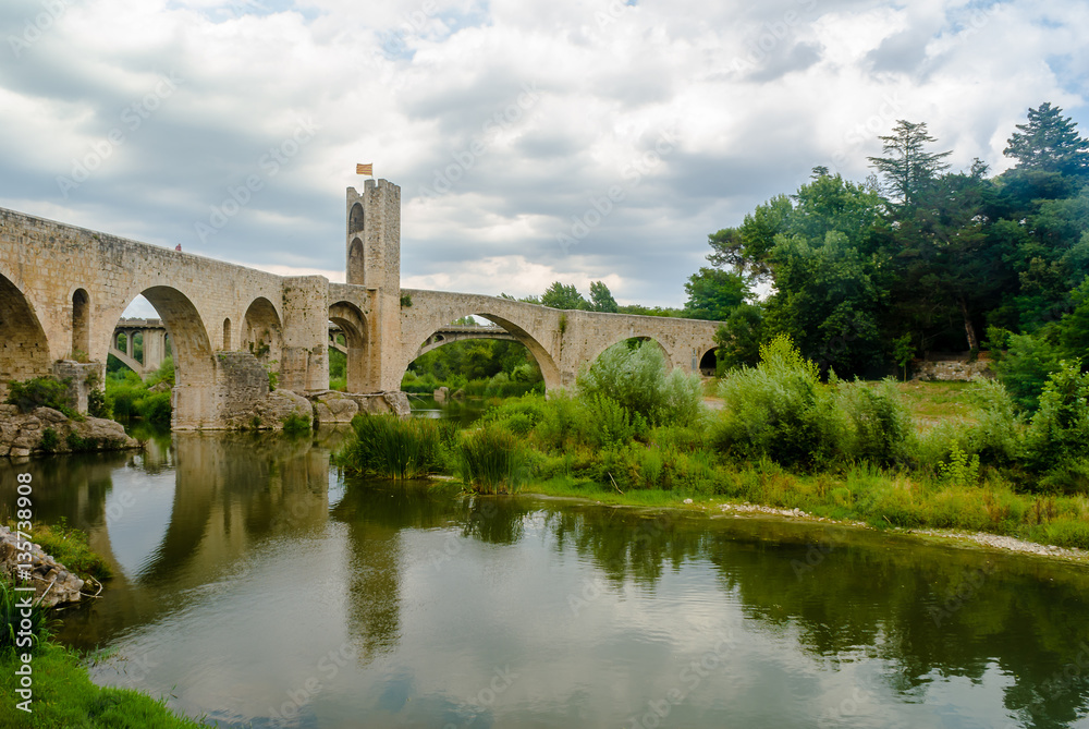 Stone bridge in Besalu (Catalonia, Spain)
