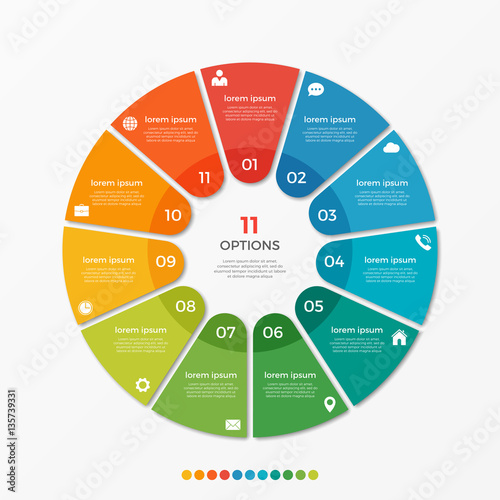 Circle chart infographic template with 11 options  for presentations, advertising, layouts, annual reports