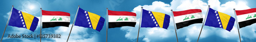 Bosnia and Herzegovina flag with Iraq flag, 3D rendering