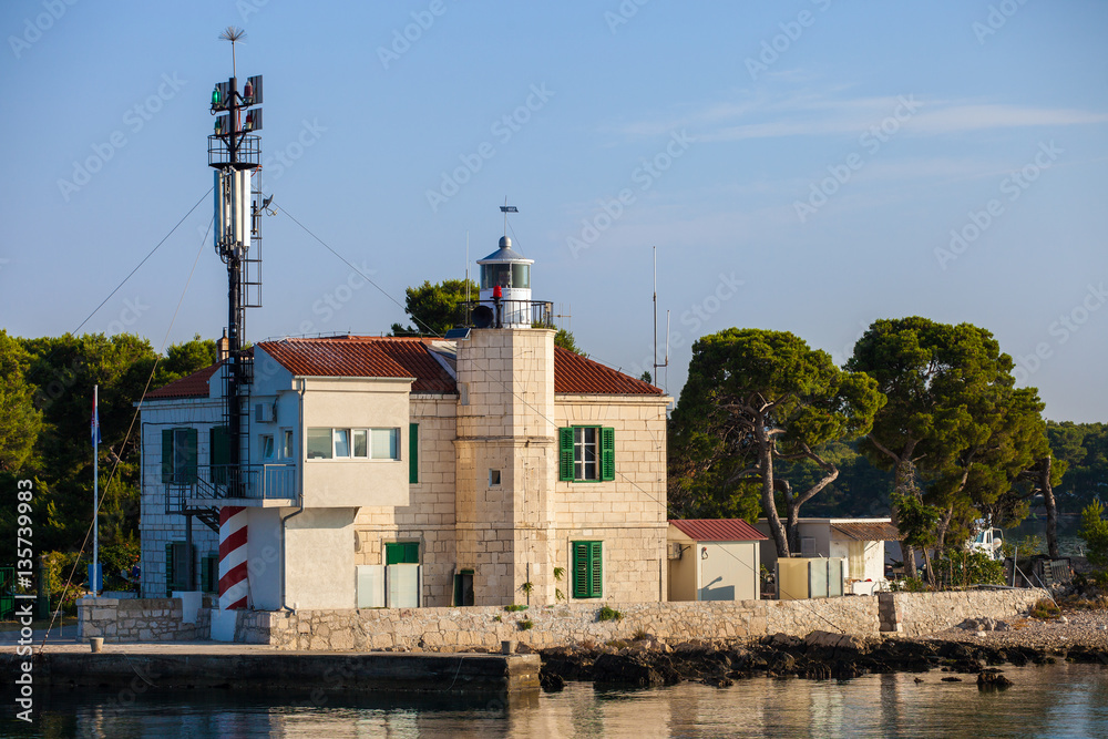 Building of Lighthouse near Sibenik town in Croatia