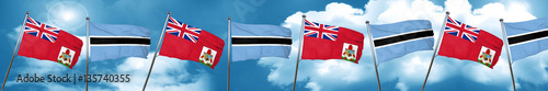 bermuda flag with Botswana flag, 3D rendering