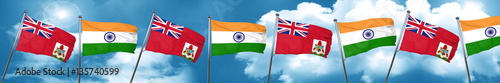 bermuda flag with India flag, 3D rendering
