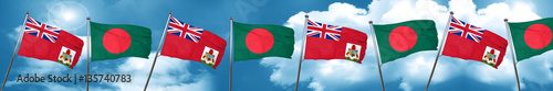 bermuda flag with Bangladesh flag, 3D rendering