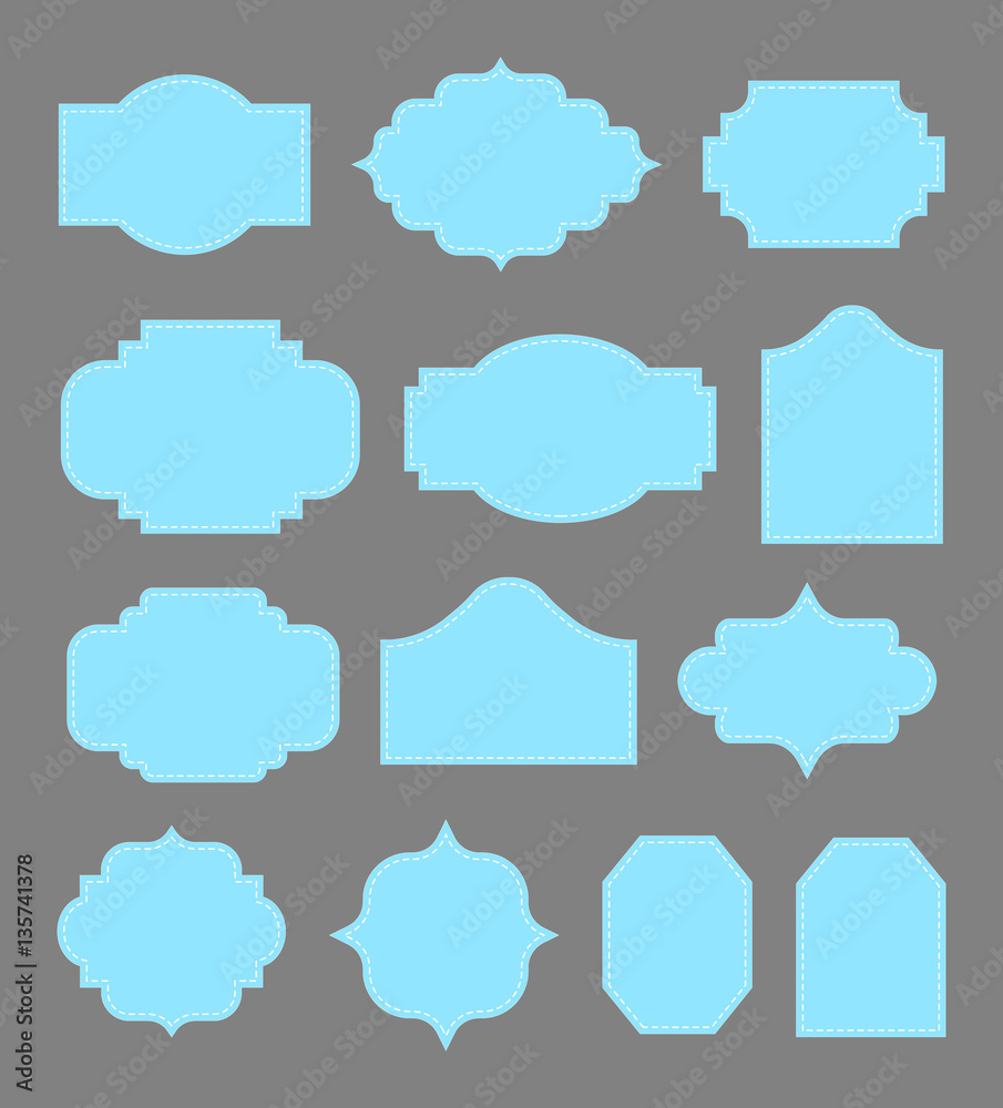 blank vintage blue labels set, vector