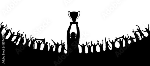 Background with cheering people