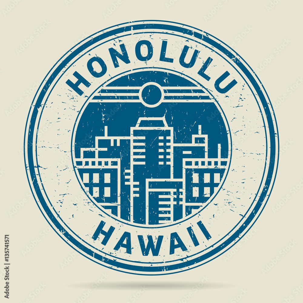 Grunge rubber stamp or label with text Honolulu, Hawaii Stock Vector