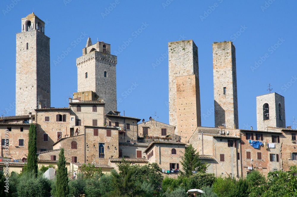 Historic town San Gimignano in the Tuscany, Italy