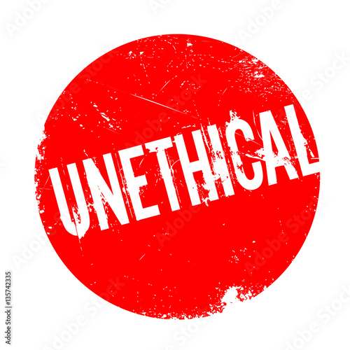 Unethical rubber stamp. Grunge design with dust scratches. Effects can be easily removed for a clean, crisp look. Color is easily changed.