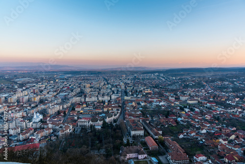 The city of Deva at the sunset