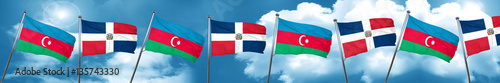 Azerbaijan flag with Dominican Republic flag, 3D rendering