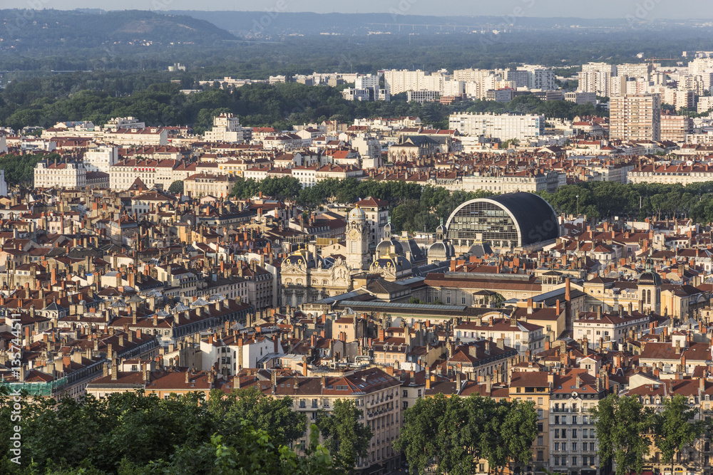 Rathaus und Oper von Lyon von oben