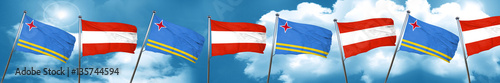 aruba flag with Austria flag, 3D rendering