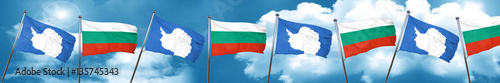 antarctica flag with Bulgaria flag, 3D rendering