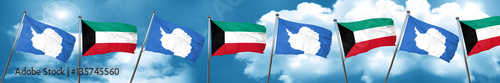 antarctica flag with Kuwait flag, 3D rendering