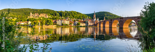 Heidelberg Panorama mit Schloss und Alter Brücke photo